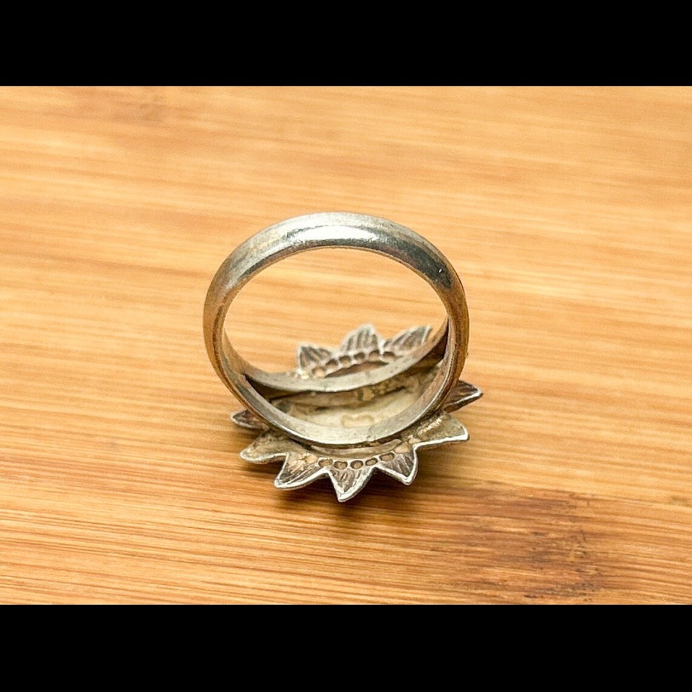 Vintage Sterling Silver Sun Face Earrings & Matching Ring, boho, hippie, ethnic - Picture 6 of 7